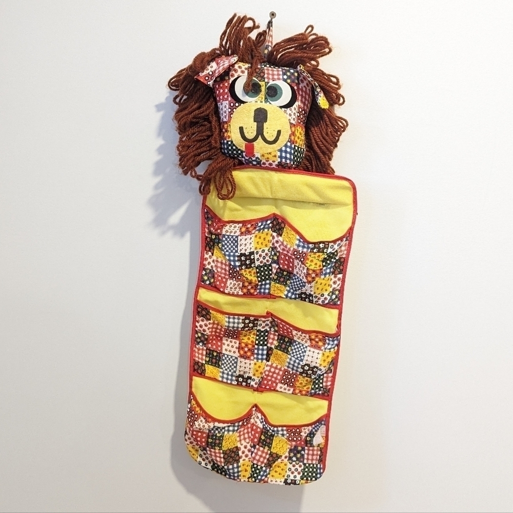 2/$20 Vintage Dan Dee Lion Patchwork Kids Toy Wall Organizer Nursery Decor 70's